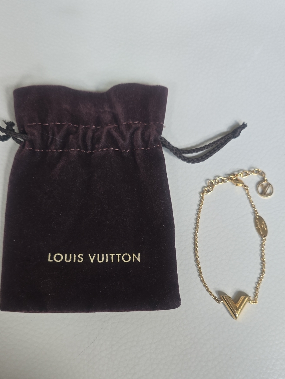 Louis Vuitton Gold V Charm Chain Bracelet